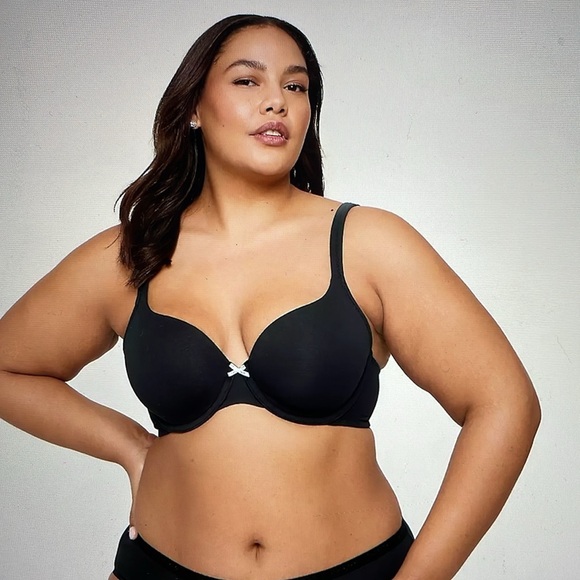 Cacique Lightly Lined Tshirt Bra Underwire Black Bra 42D - Picture 1 of 8